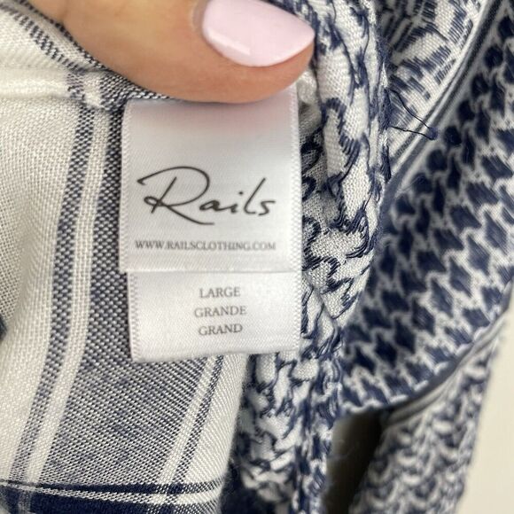 Rails Lily Tunic Top Womens Large Blue Geometric Lace Up Oversized Boho Beach - Picture 9 of 11